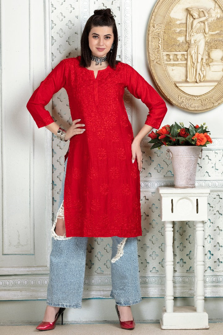 Iqra Chikankari Chanderi Kurti