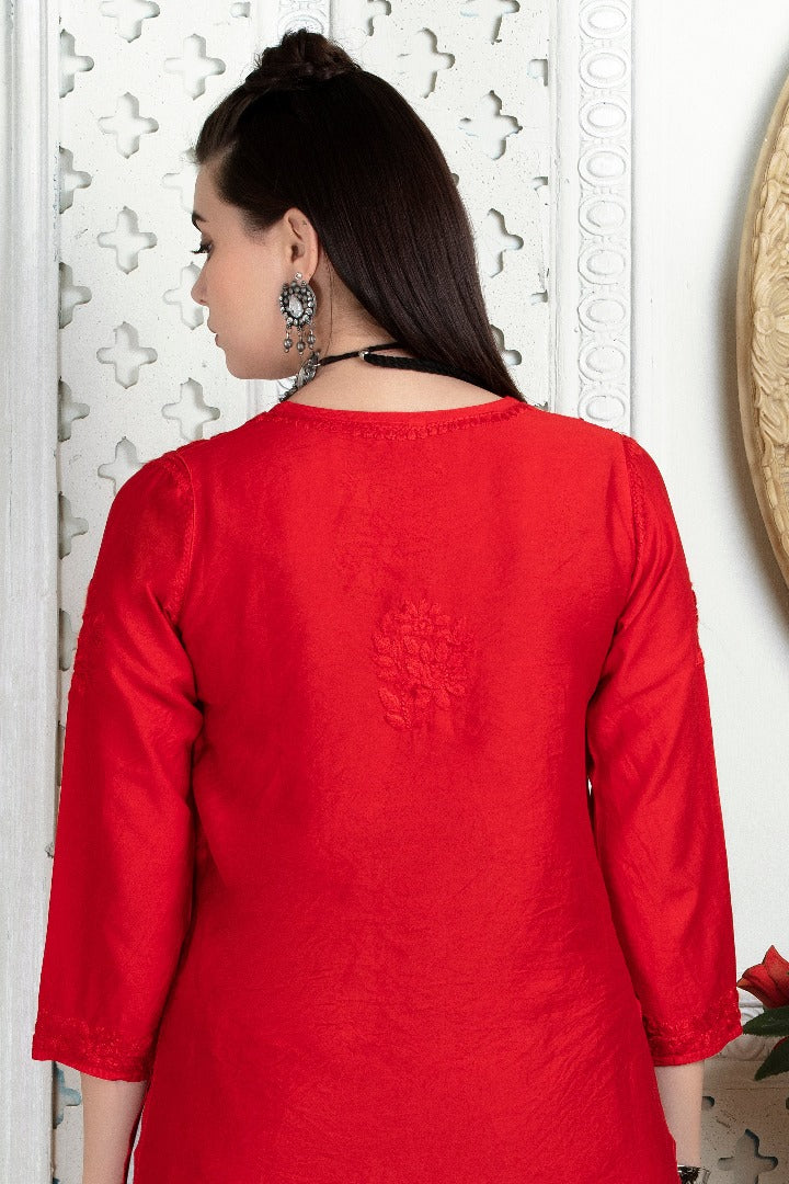 Iqra Chikankari Chanderi Kurti