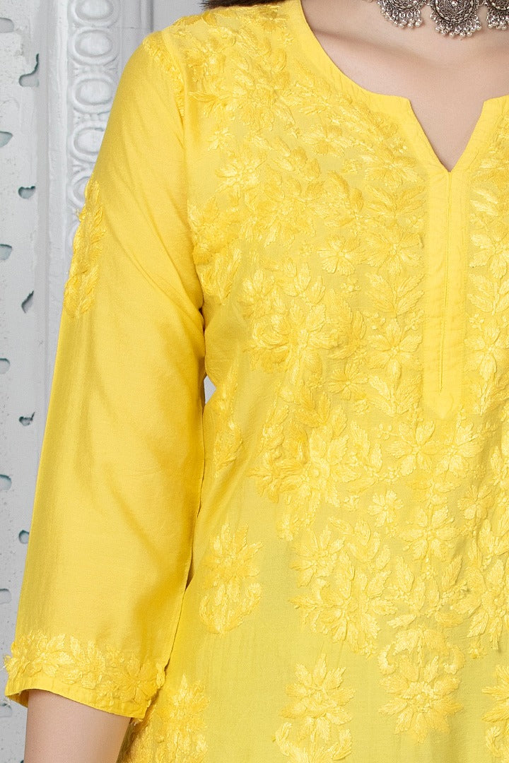 Iqra Chikankari Chanderi Kurti