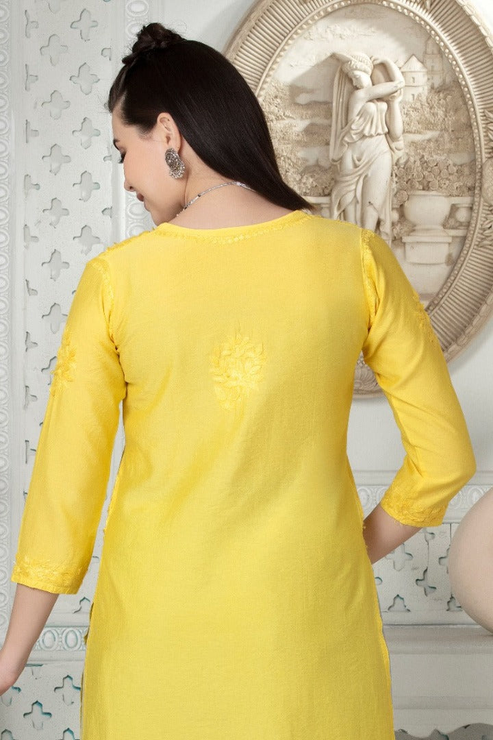 Iqra Chikankari Chanderi Kurti