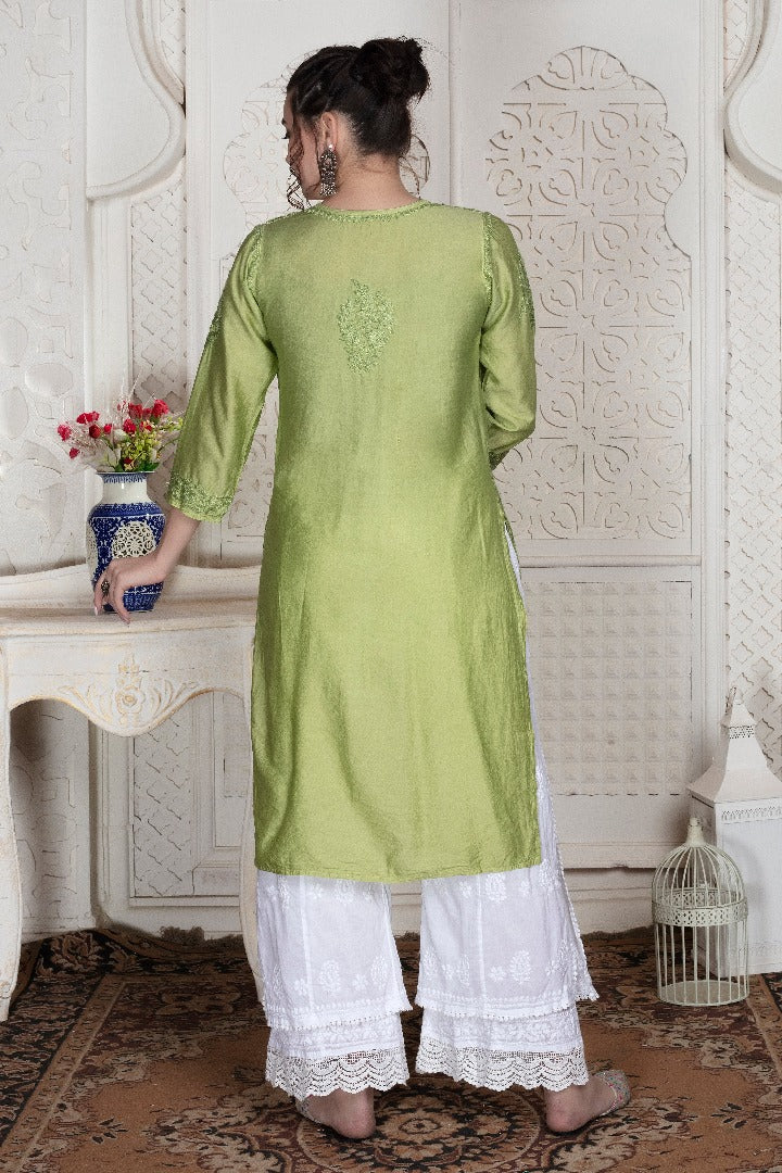 Iqra Chikankari Chanderi Kurti