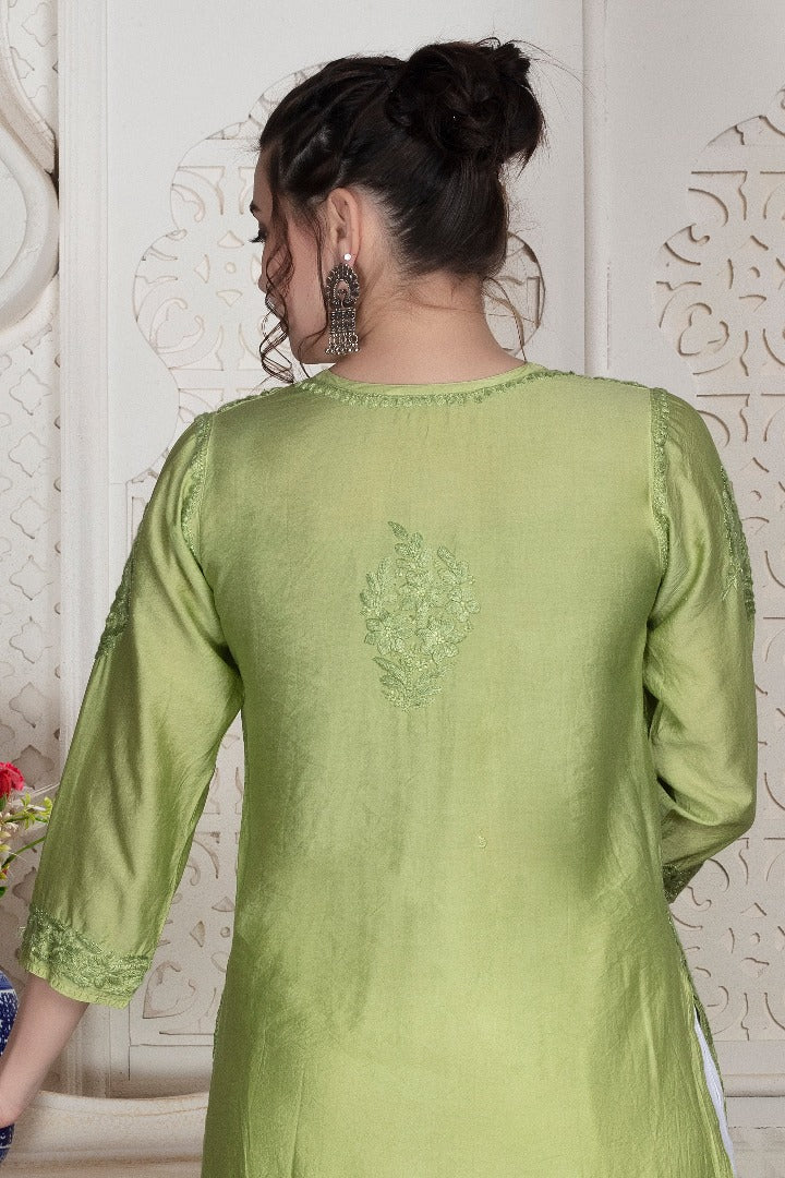 Iqra Chikankari Chanderi Kurti