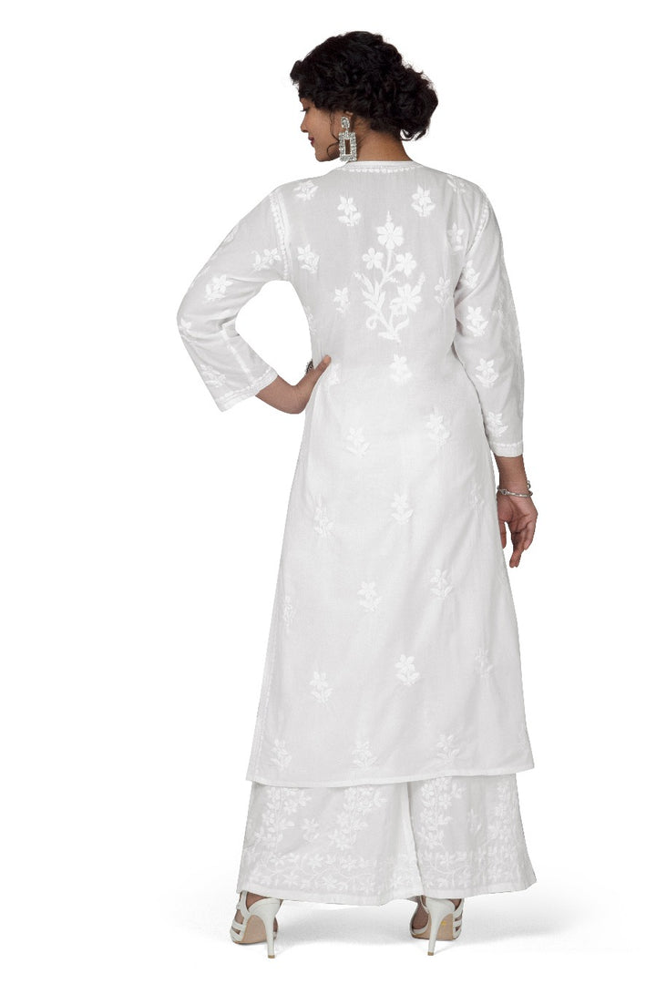 Cotton White Kurti - Star Design