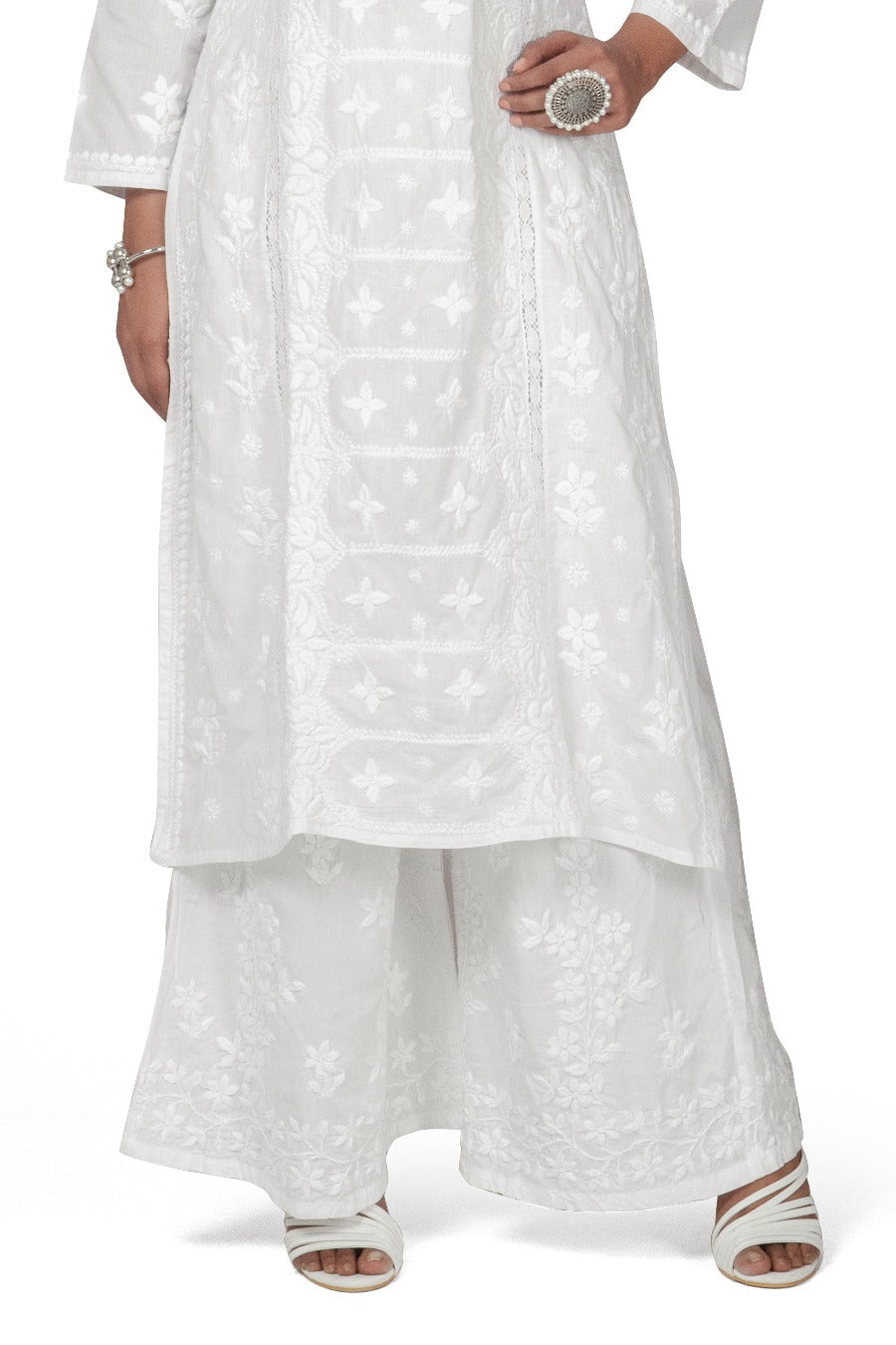 Cotton White Kurti - Star Design