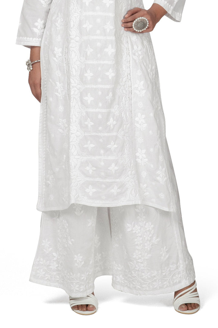 Cotton White Kurti - Star Design