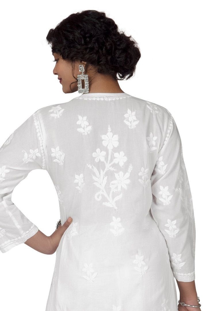 Cotton White Kurti - Star Design