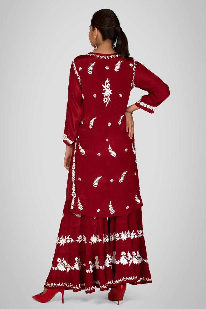 Rafat Chikankari Crepe Gharara Set