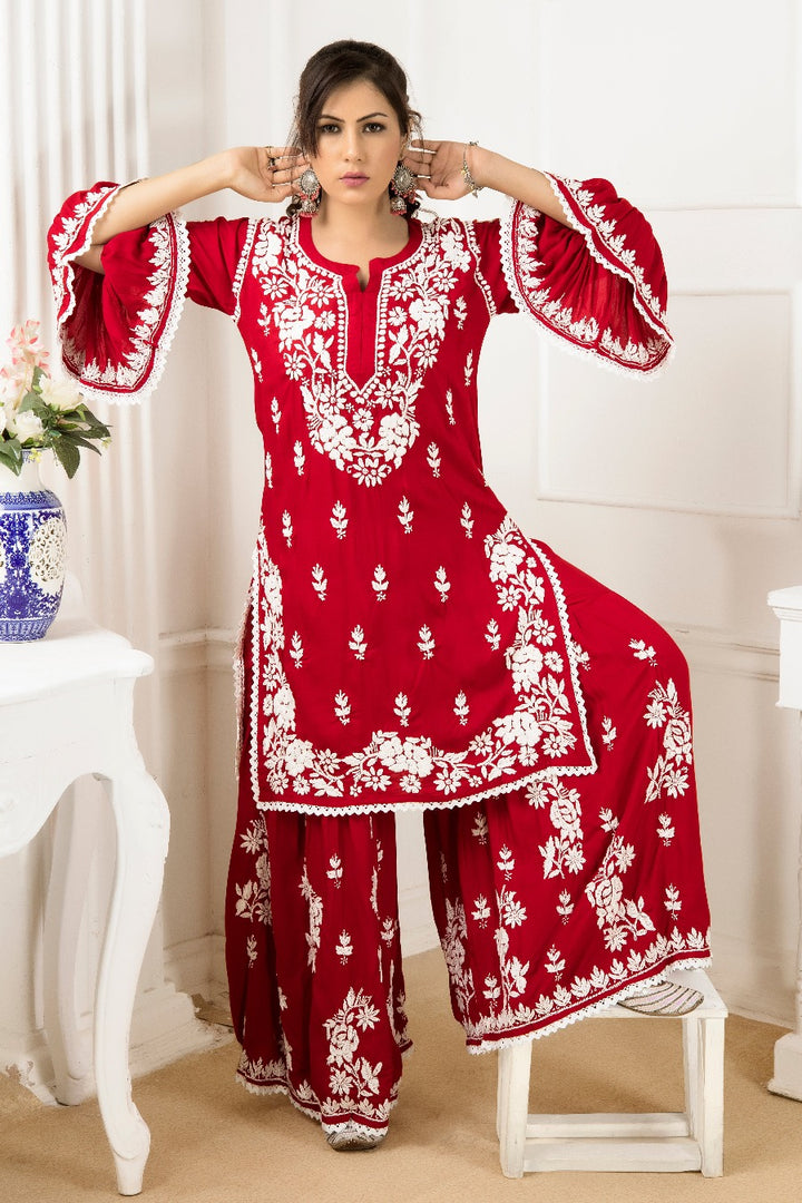 Asra Chikankari Modal Gharara Set