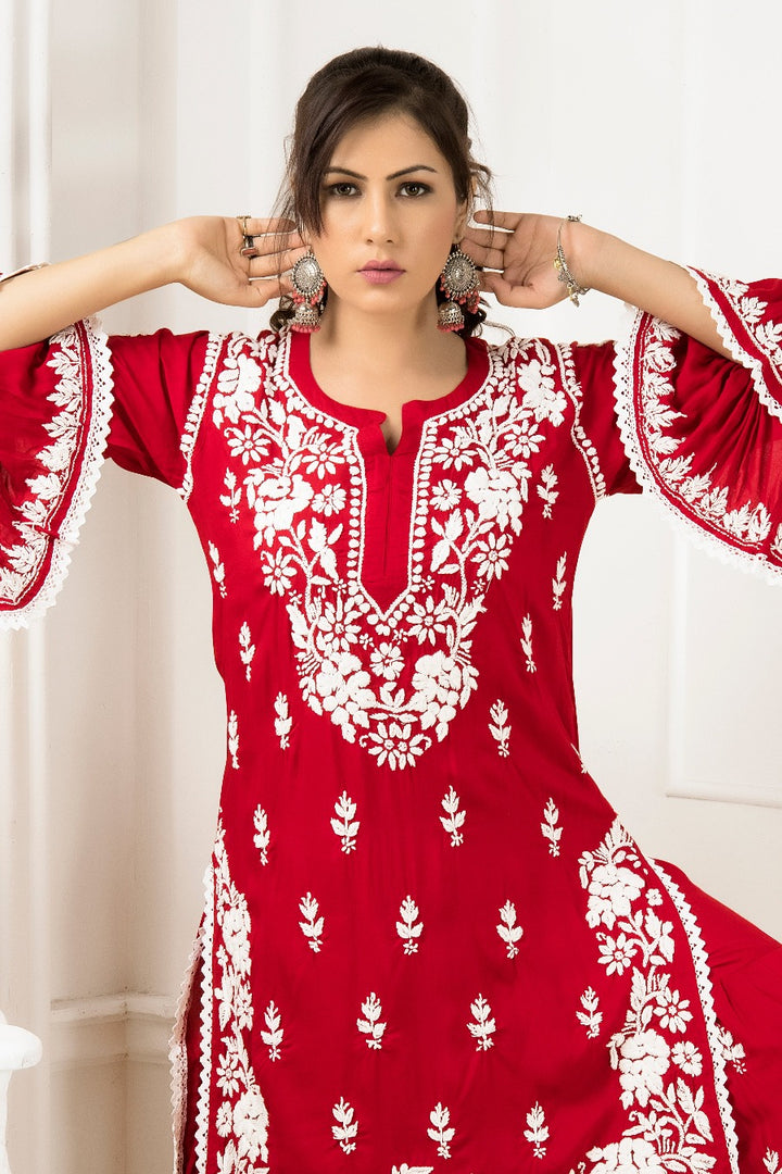 Asra Chikankari Modal Gharara Set