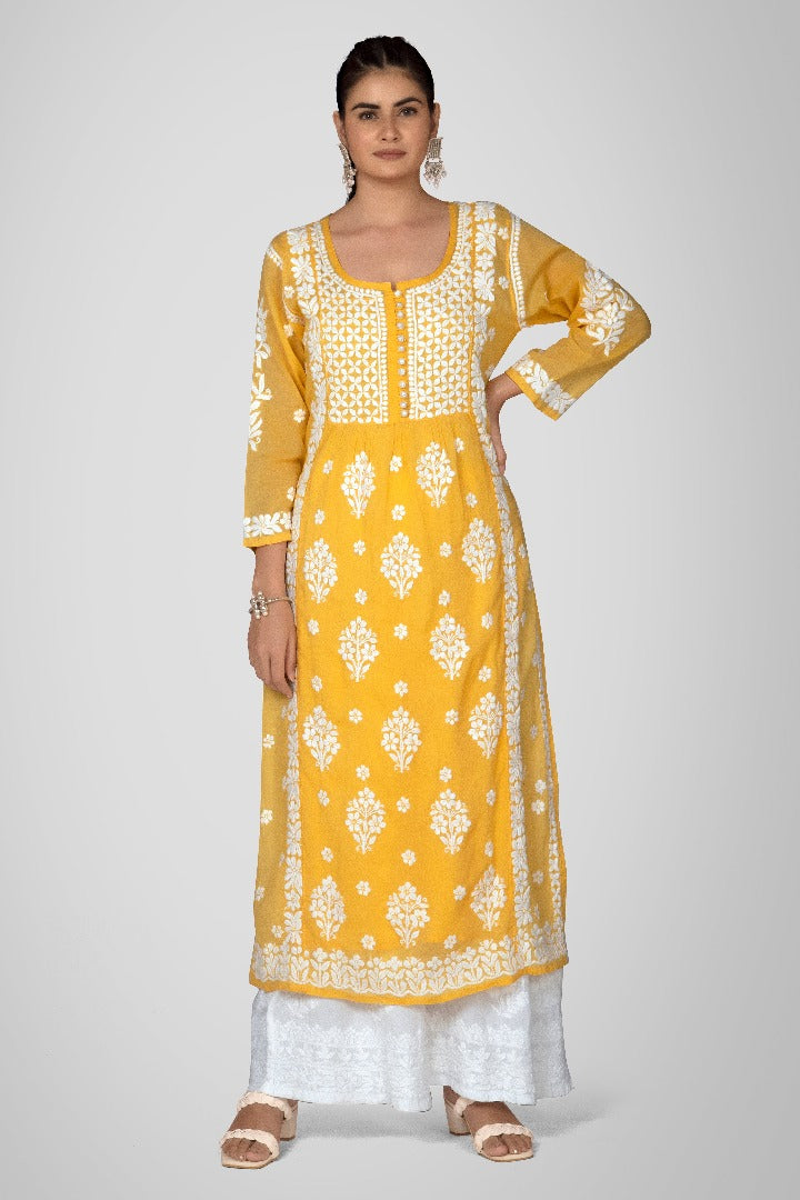 Zaheen Mul Crochet Button Kurti