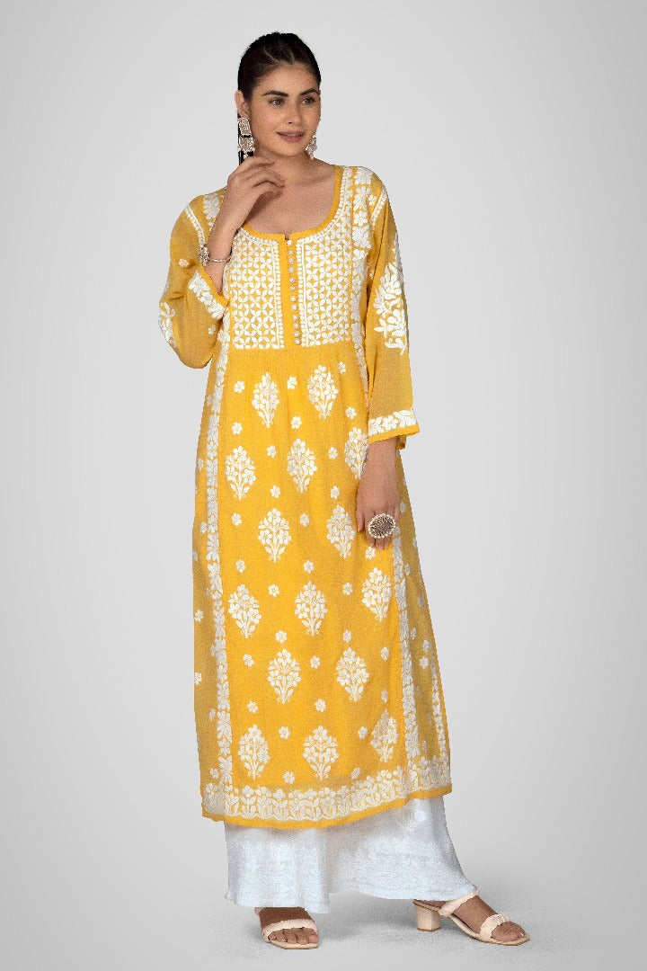 Zaheen Mul Crochet Button Kurti