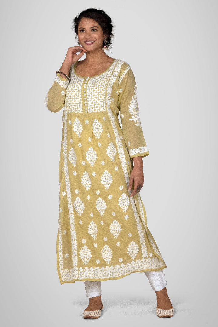 Zaheen Mul Crochet Button Kurti