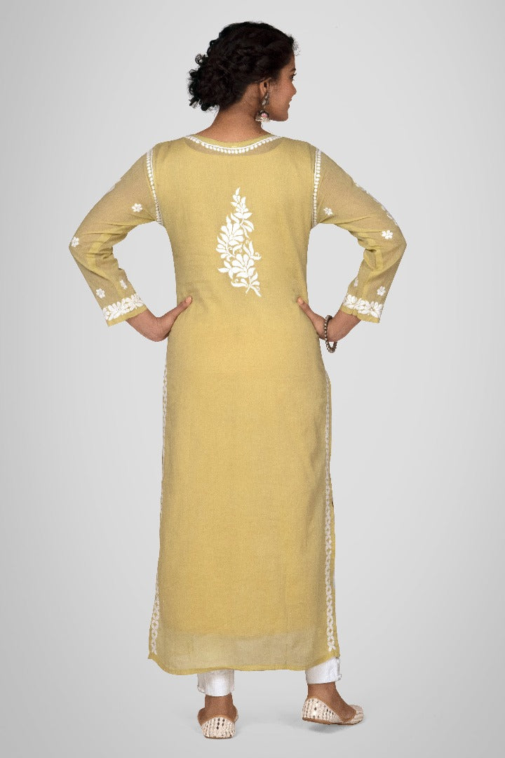 Zaheen Mul Crochet Button Kurti