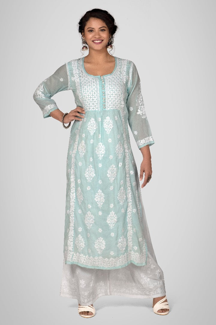 Zaheen Mul Crochet Button Kurti