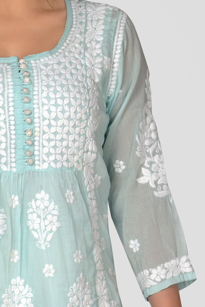 Zaheen Mul Crochet Button Kurti