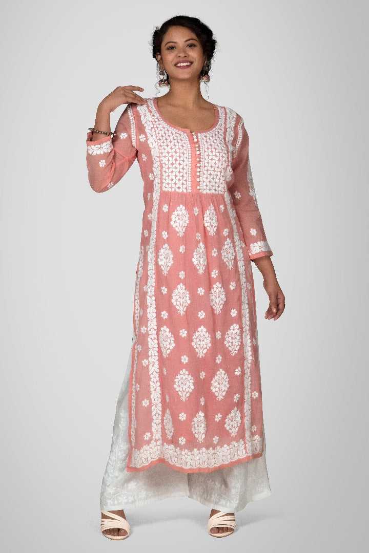 Zaheen Mul Crochet Button Kurti