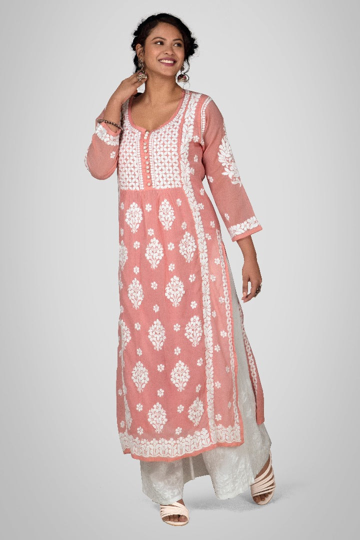 Zaheen Mul Crochet Button Kurti