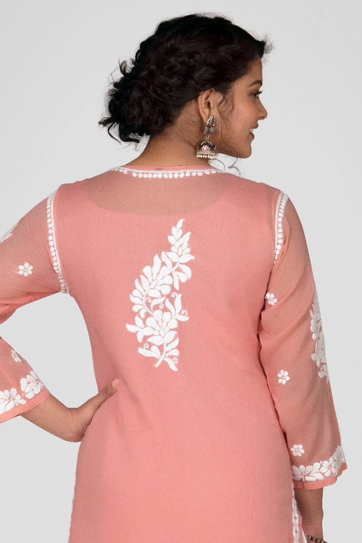 Zaheen Mul Crochet Button Kurti