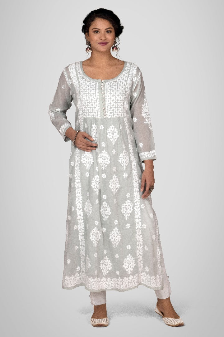 Zaheen Mul Crochet Button Kurti