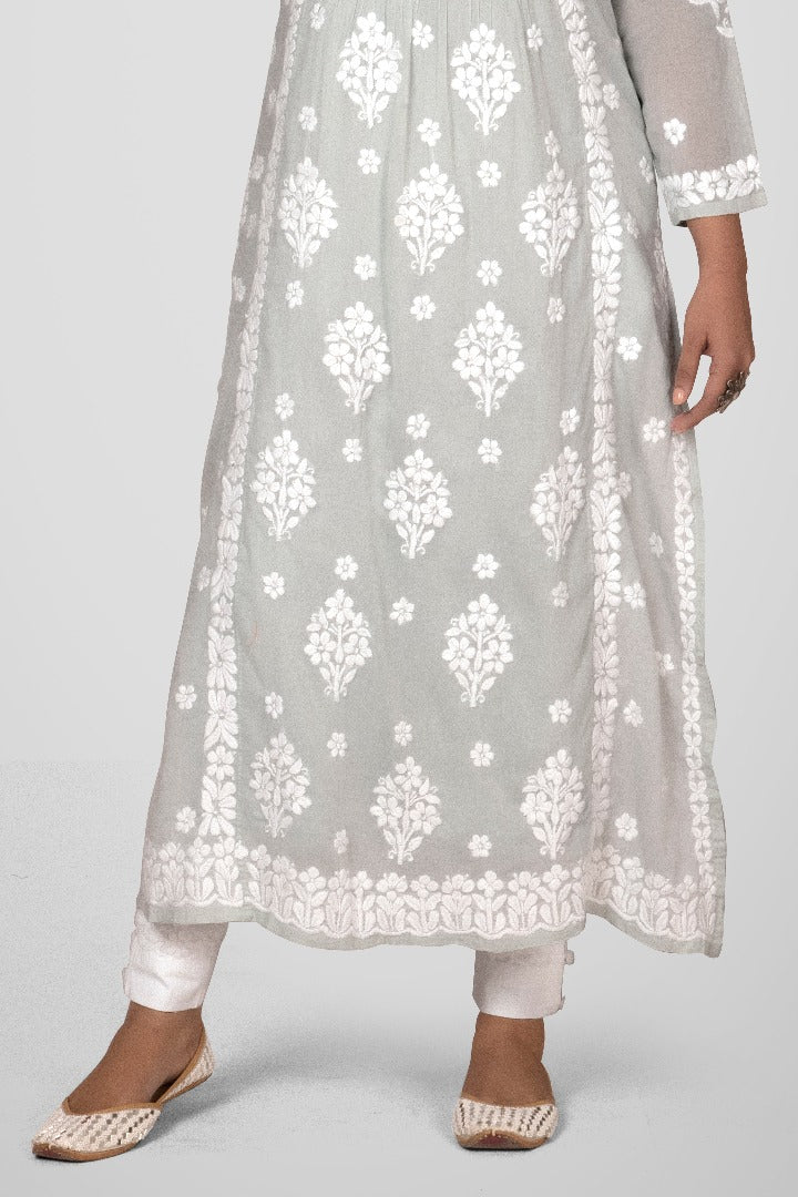 Zaheen Mul Crochet Button Kurti