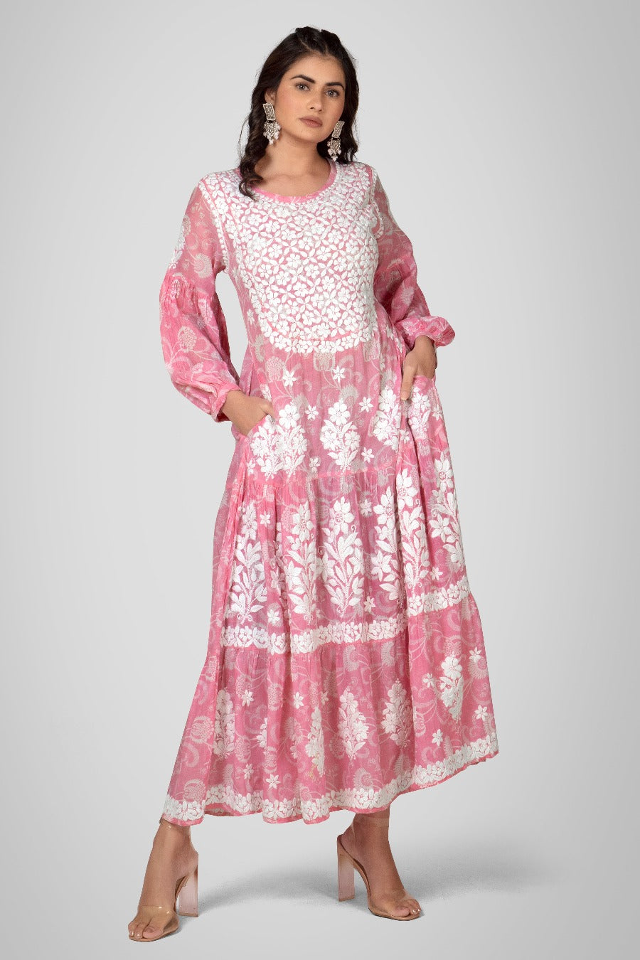Anaya Chikankari Mul Pocket Dress