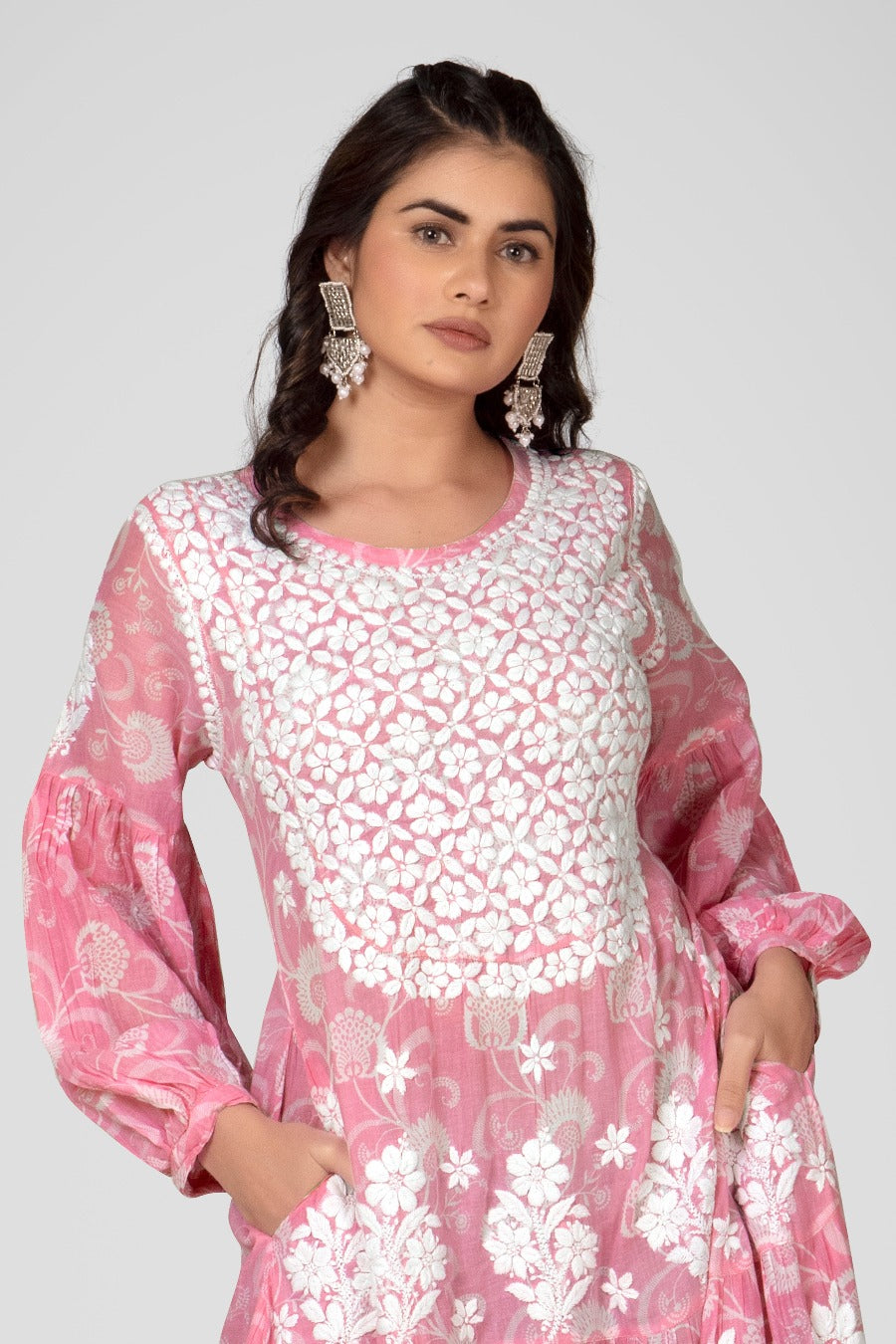 Mehreen Chikankari Mul Pocket Dress