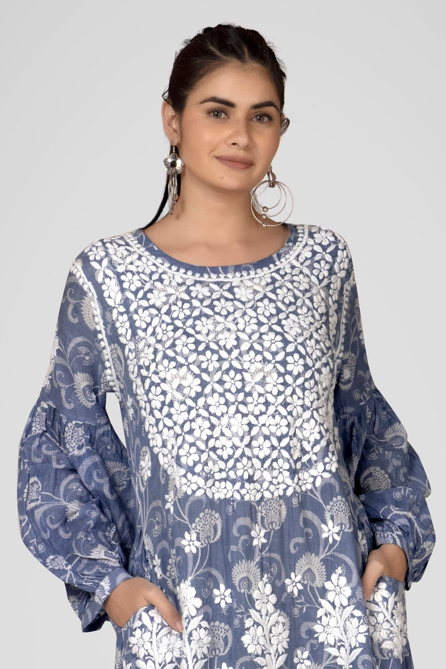 Mehreen Chikankari Mul Pocket Dress