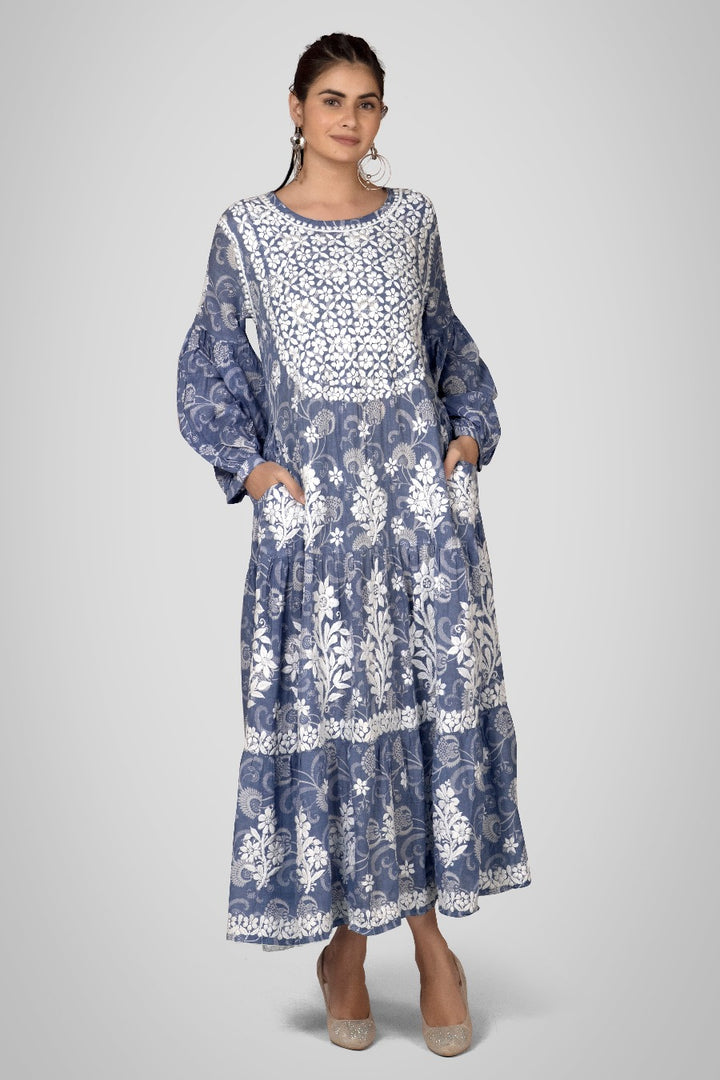 Mehreen Chikankari Mul Pocket Dress