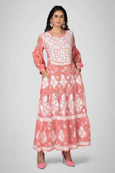 Anaya Chikankari Mul Pocket Dress
