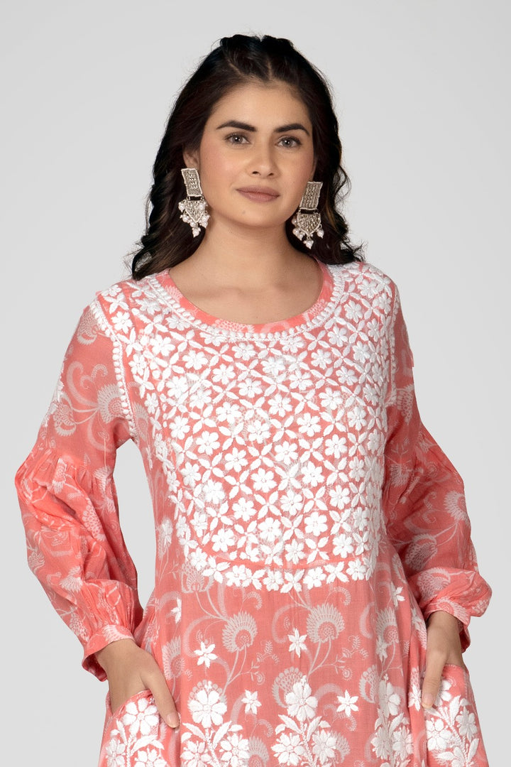 Mehreen Chikankari Mul Pocket Dress