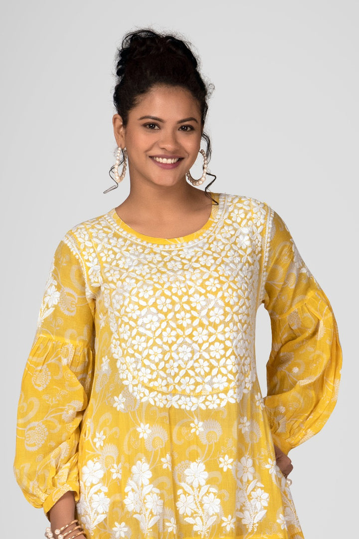 Mehreen Chikankari Mul Pocket Dress