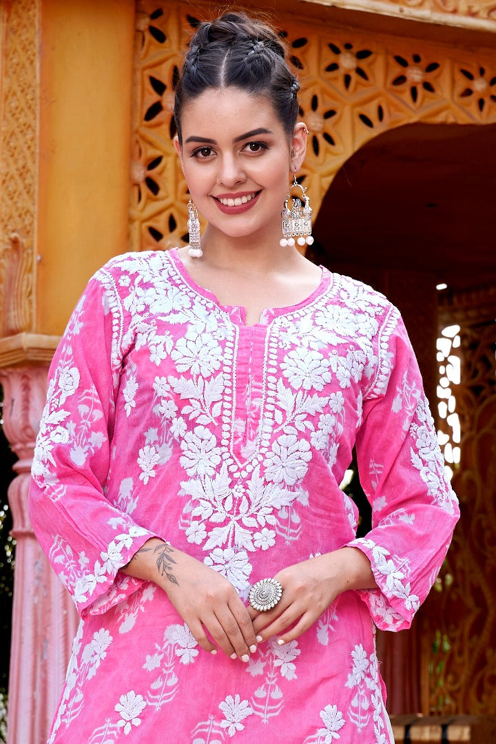 Meera Chikankari Mul Printed Kurti