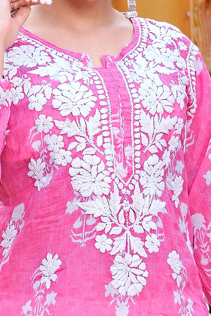 Meera Chikankari Mul Printed Kurti