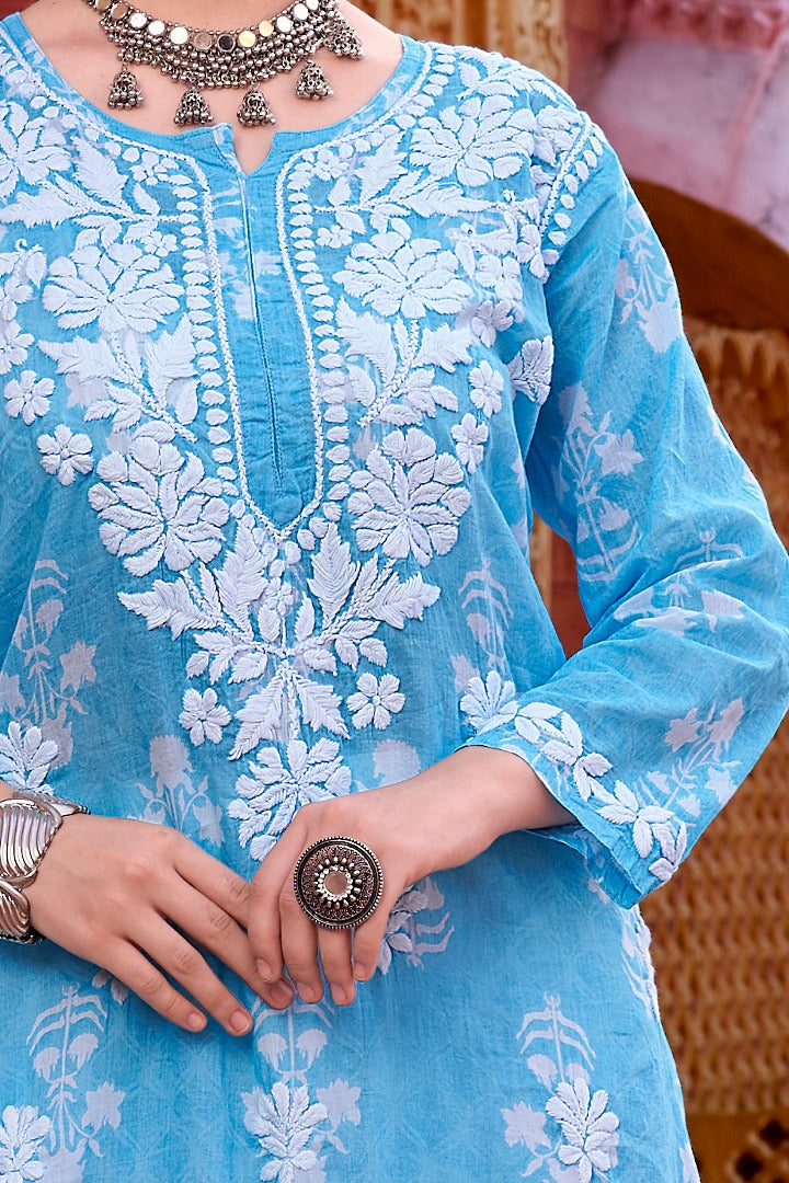 Meera Chikankari Mul Printed Kurti