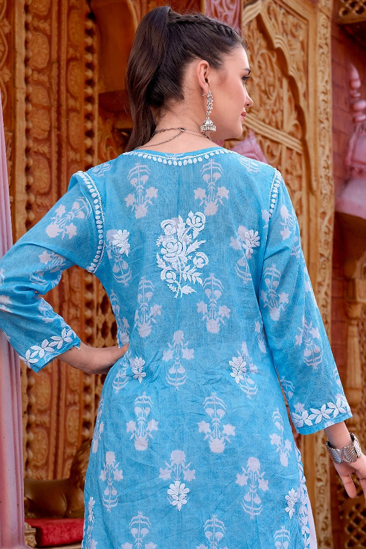 Meera Chikankari Mul Printed Kurti