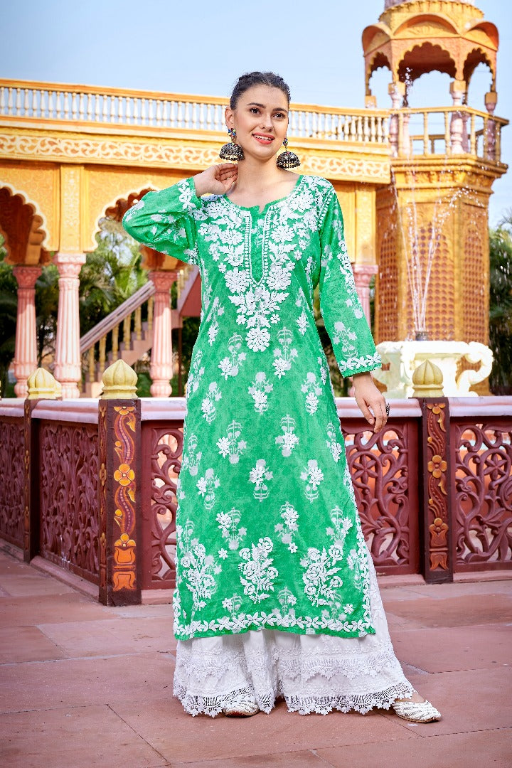 Meera Chikankari Mul Printed Kurti