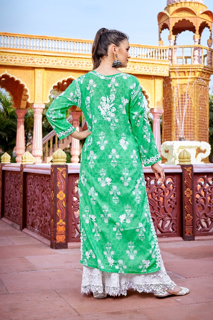 Meera Chikankari Mul Printed Kurti