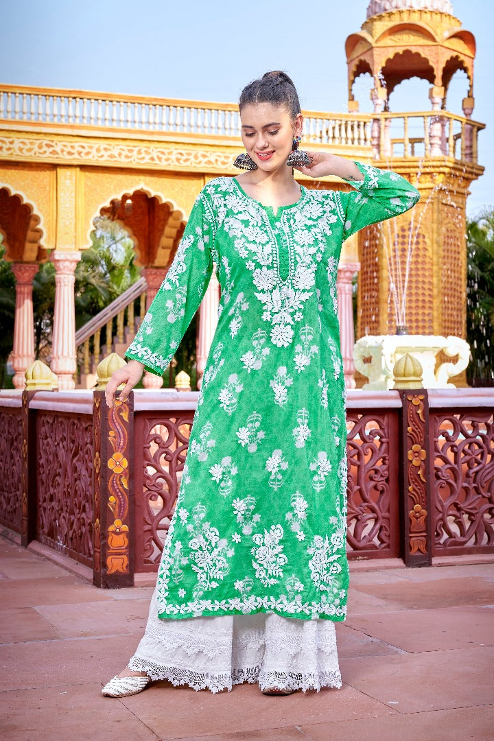 Meera Chikankari Mul Printed Kurti