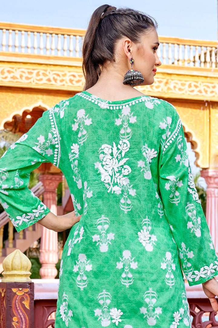 Meera Chikankari Mul Printed Kurti