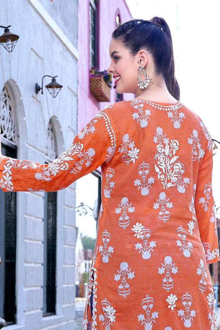 Meera Chikankari Mul Printed Kurti