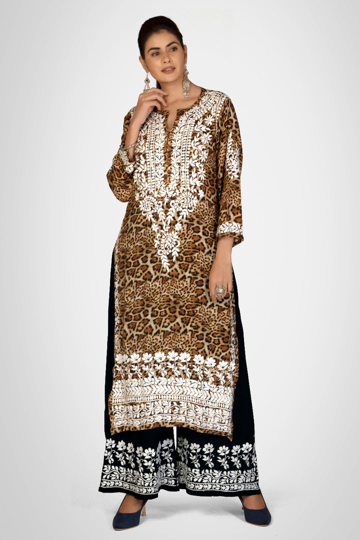 Muzlin Leopard Design Kurti