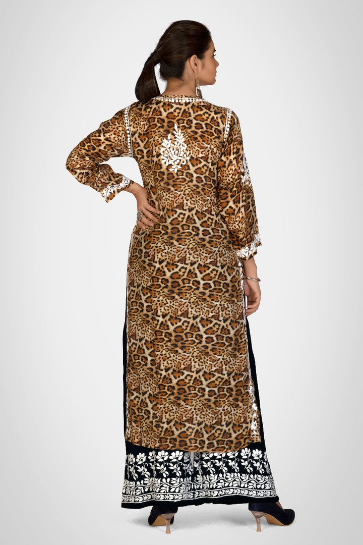 Muzlin Leopard Design Kurti