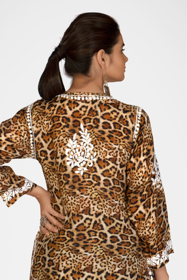 Muzlin Leopard Design Kurti