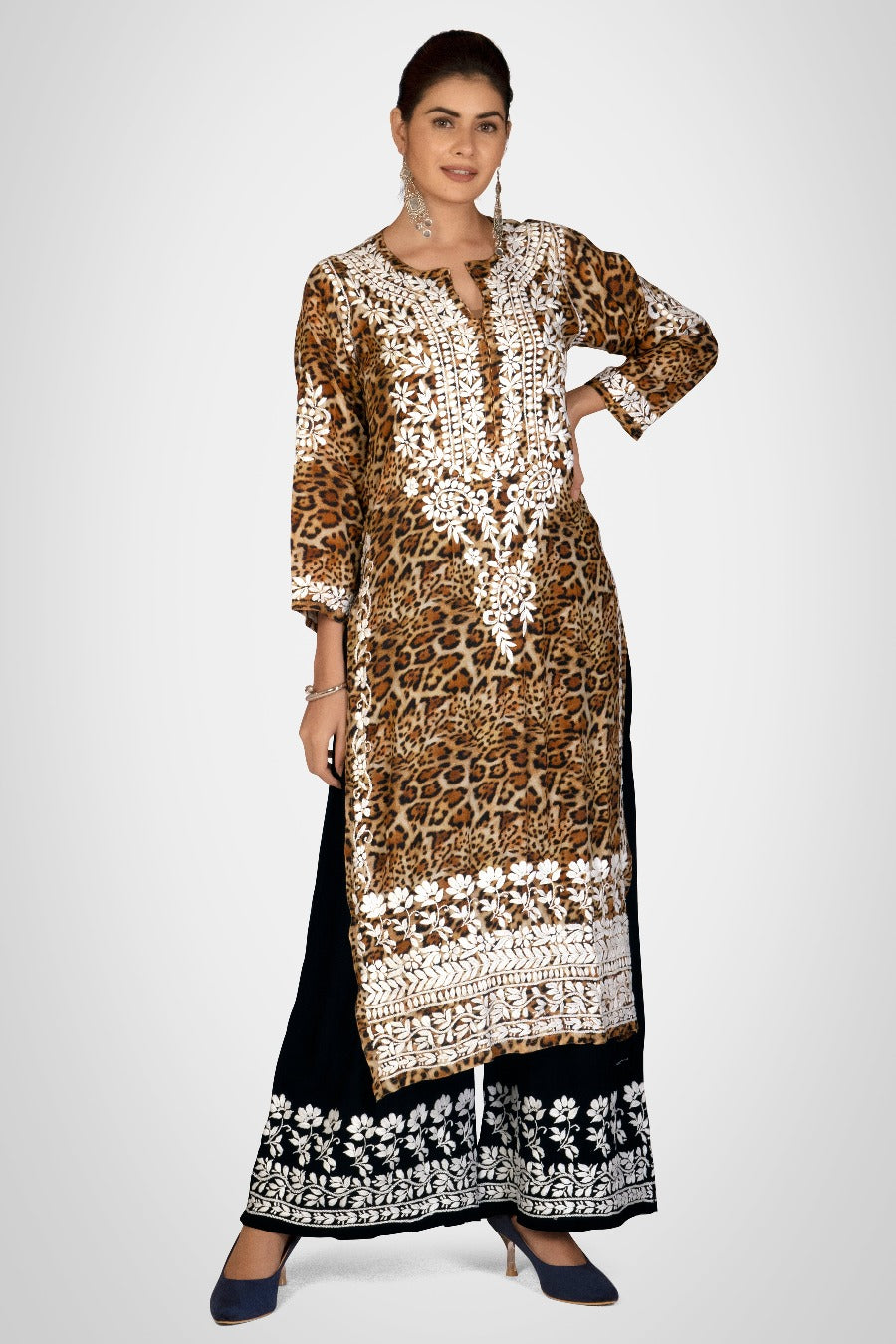 Muzlin Leopard Design Kurti