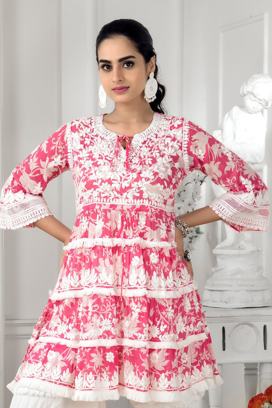 AALIYA Mulmul Lace Kurti