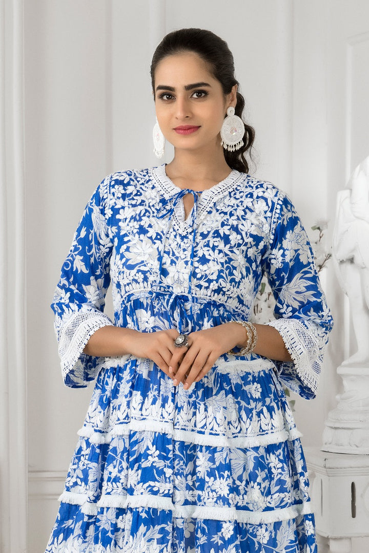 AALIYA Mulmul Lace Kurti