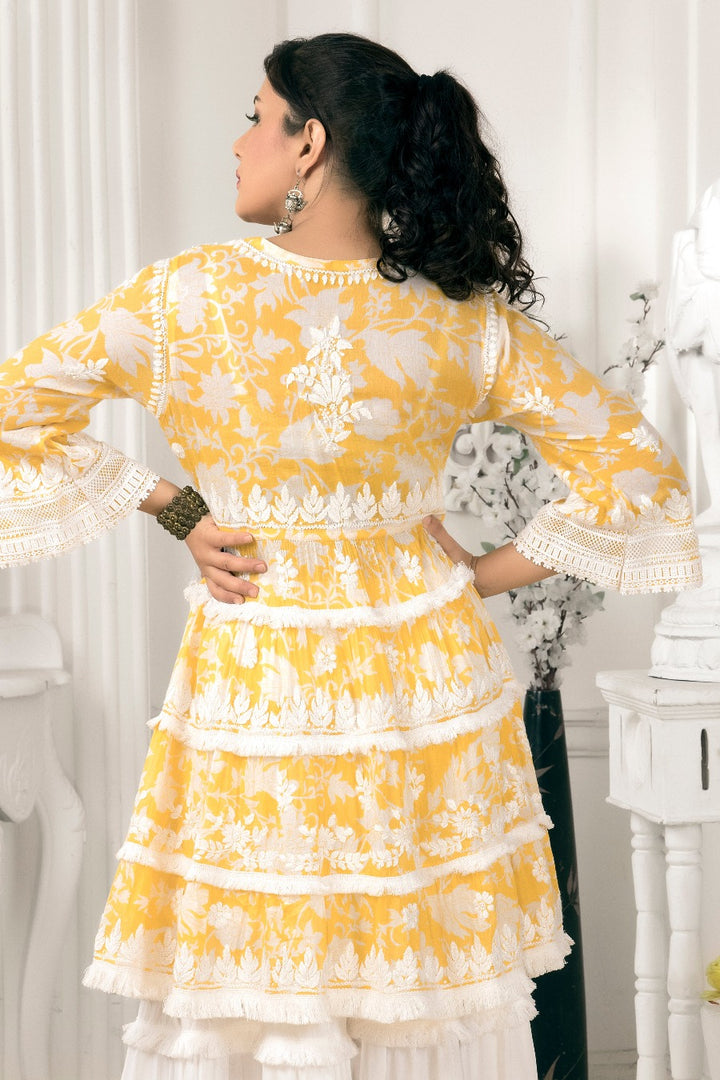 AALIYA Mulmul Lace Kurti