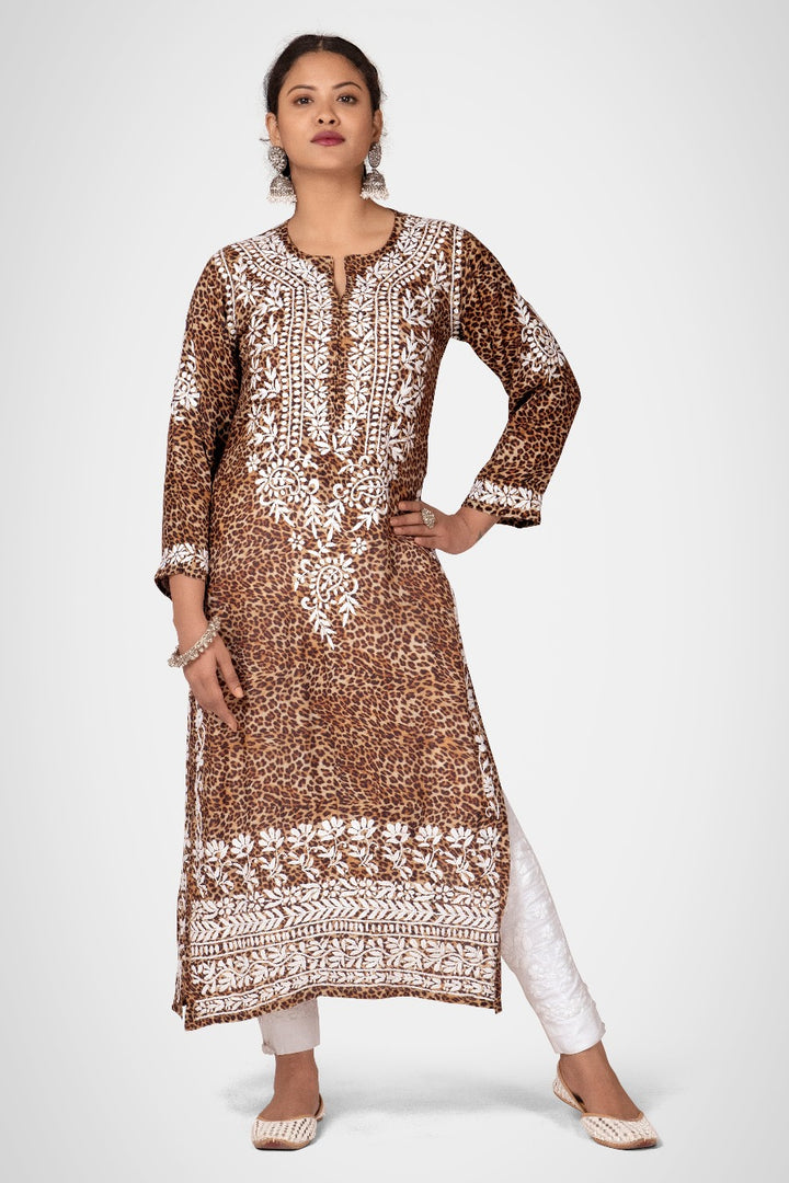 Muzlin Leopard Design Kurti