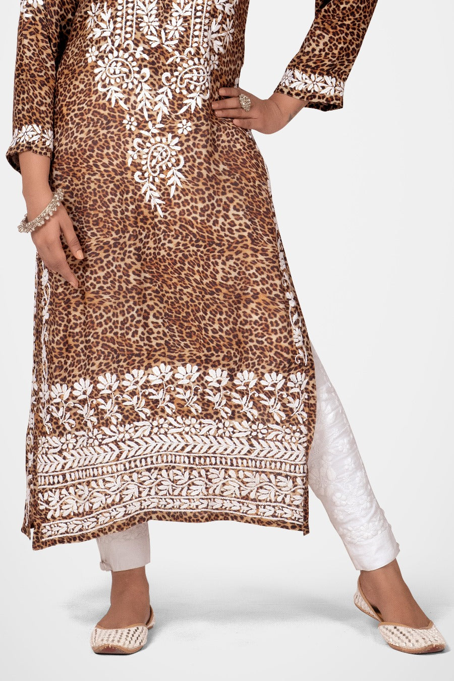 Muzlin Leopard Design Kurti