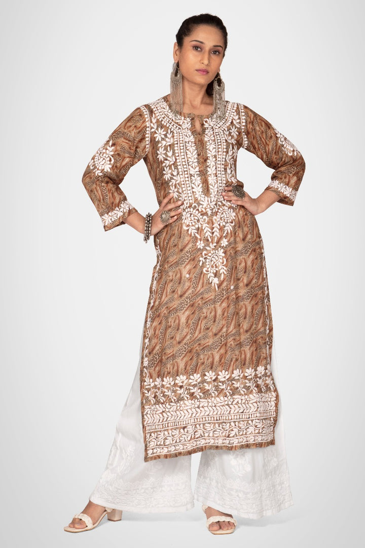 Muzlin Leopard Design Kurti